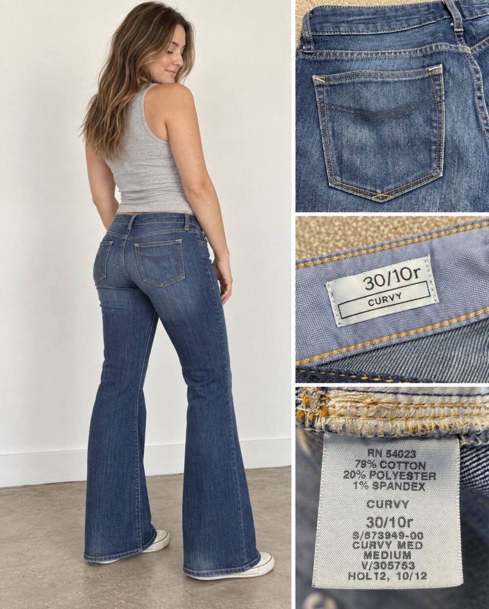 Y2K Indie Sleaze Gap 1969 Women's Curvy Flare Jeans Size 30 Medium Wash 2000s